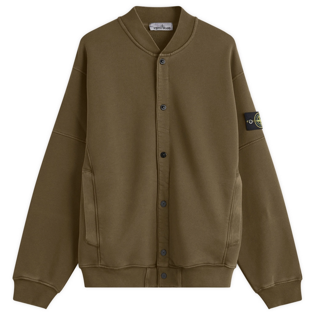 Stone Island Men's Old Effect Fleece Bomber Jacket Military Green